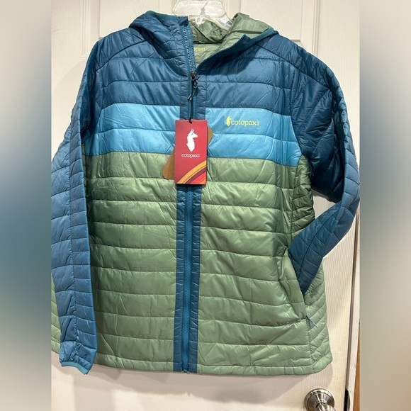 Capa Women's 1X Insulated Hooded Jacket Blue Light Green NWT Puff Puffer Puffy - Picture 1 of 16